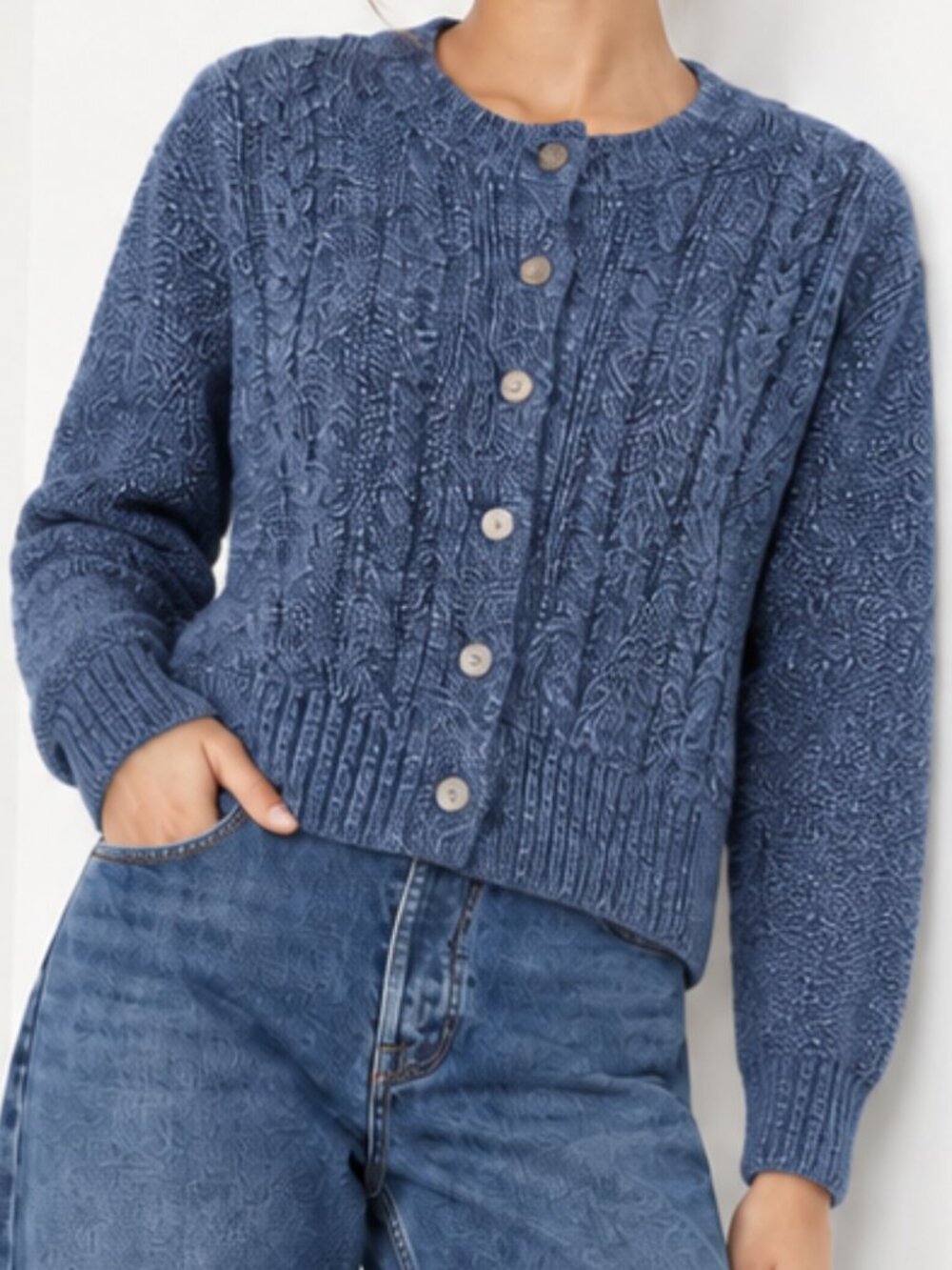 Vintage Northern Reflections Blue Knit Cardigan Sweater, Size Medium